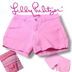 Lilly Pulitzer Size 2 Hot Pink Women's Shorts Gold Button Accent Stretch Pockets